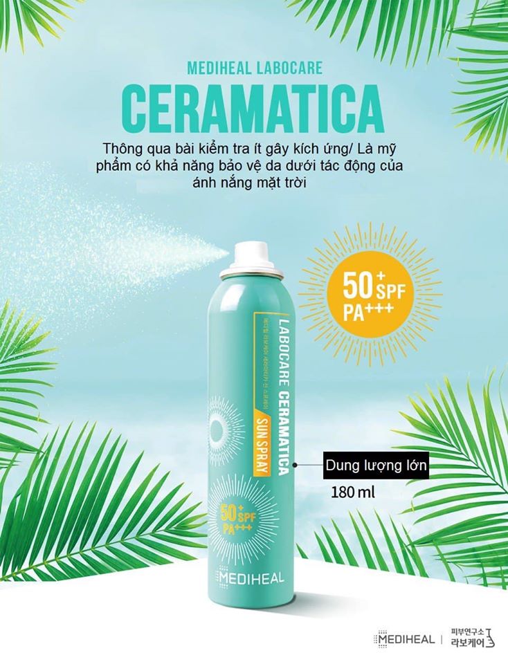 Xịt Chống Nắng Mediheal Labocare Ceramatica Sun Spray SPF50+PA+++ (180ml)
